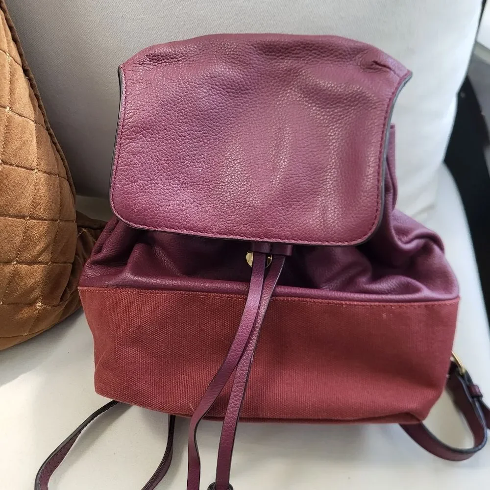 Rebecca Minkoff Mansfield Burgundy Leather Brit Brass Convertible Backpack Purse